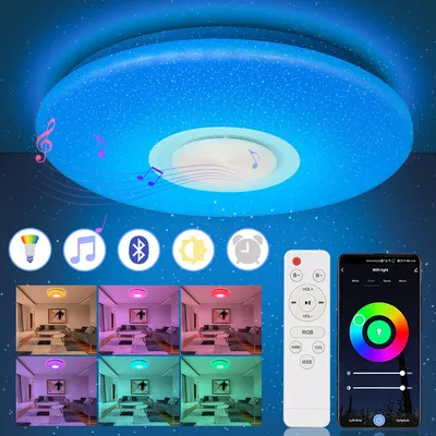 Obrázek produktu pro Jiubiaz LED stropní světlo 36W měnící barvu obývacího pokoje stmívatelné stropní svítidlo Bluetooth hudba