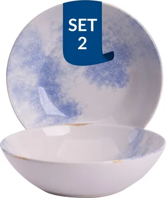 Produktbild von James Cooke Clouded Charm, Schale, Ø 17 cm, 2 Stück, blau/weiß Steinzeug