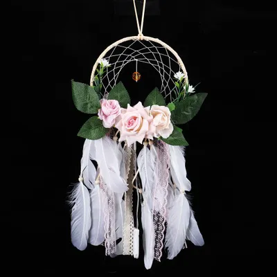 Image de Home Garden Decoration Wall Hanging Feather Dreamcatcher Pendant Cadeau avec Veilleuse