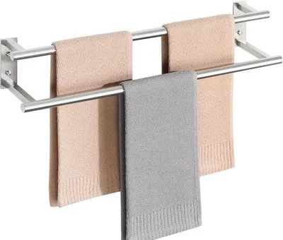 Obrázek produktu pro Držák na ručníky do koupelny a kuchyně, 60 cm - SUS304, kartáčovaná nerezová ocel. Nerezový, odolný, moderní design pro koupelnu a kuchyň