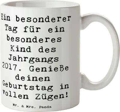 Produktbild von Mr. & Mrs. Panda Kaffeetasse Spruch 2017 Geburtstag - Weiß - Geschenk, unvergessliches Erlebnis, Becher, Geburtstagsgeschenk, Liebesvolle Geschenke, Happy Birthday, Alter