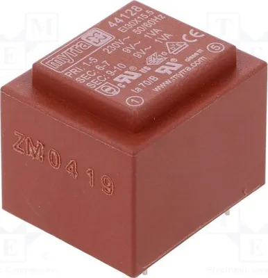 Zdjęcie produktu dla 1 x Transformator: napięcie wejściowe 230 VAC, napięcie wyjściowe 9 V, moc 2 VA, prąd wyjściowy 111 mA, oznaczenie: 44128 - transformatory