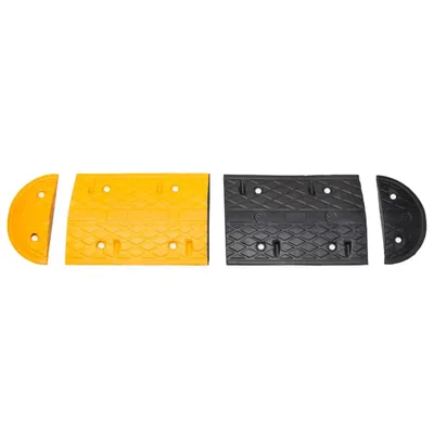 Image de vidaXL Seuil de porte jaune & noir 226x32,5x4 cm caoutchouc