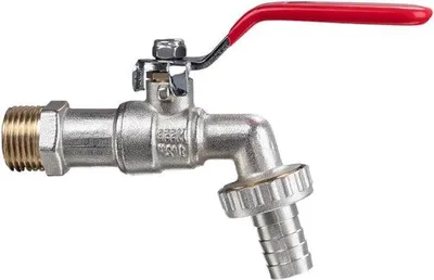Image de Robinet d'eau 1/2 pouce en laiton brillant - rouge - tuyau d'arrosage - réservoir d'eau de pluie - robinet d'extérieur résistant au gel