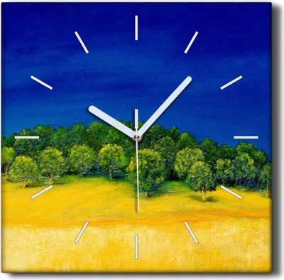 Produktbild von Coloray Hodiny Unikátní 30x30 cm  Tiché hodiny Pro obývací pokoj a kuchyň Nástěnné hodiny Plátno Černé ručičky hodin - Malování Himmel Feld