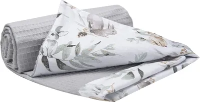 Produktbild von Babydecke für babys Baumwolle Waffle, 75x100, Hirsche Blätter