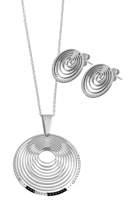 Produktbild von Edelstahl Schmuckset (Ohringe , Kette mit Anhänger aus Edelstahl), silberfarbig