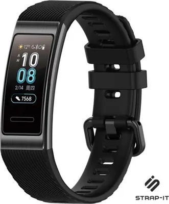 Produktbild von Silikon-Smartwatch-Armband – Passend für Huawei Band 3/4 Pro – Schwarz – Strap-it Uhrenarmband / Armband