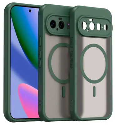 Produktbild von MagSafe Handyhülle für Google Pixel 11 Pro XL Silikon Kameraschutz Matt Grün