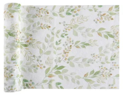 Zdjęcie produktu dla Dekoracja bieżnik na stół z zielonymi listkami - 26 cm x 3 m - 1 szt.