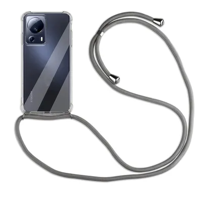 Produktbild von Handykette für Xiaomi 13 Lite Handyhülle mit Band Hülle mit Kordel Handy Tasche Grau