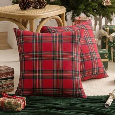 Obrázek produktu pro 2 kusy 45x45cm kostkovaný povlak na polštář tartan povlak na polštář pro vánoční pohovku domácí postel dekorace