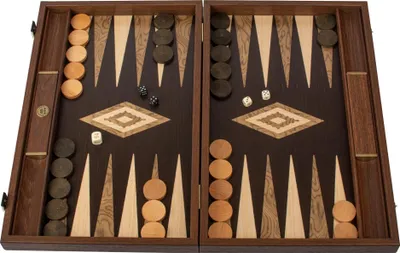 Immagine prodotto di Backgammon Manopoulos Premium – Wengé e radica di noce – Versione grande (48x30 cm)