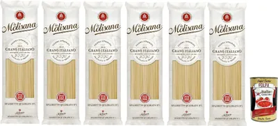 Produktbild von La Molisana Pasta, Spaghetto Quadrato n. 1, Italienische Weizennudeln - Bronze -durchbohrt, rau und hartnäckig mit ausgezeichneter Kochhalte - 6x 500 g + italian Gourmet polpa 400g