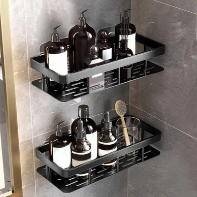 Produktbild von Eckig Badregal Aluminium schwarz matt
