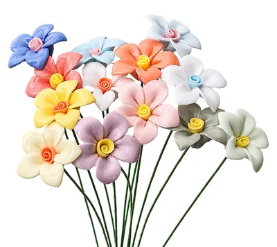 Produktbild von Handgefertigte, realistische, bunte Keramik-Simulationsblume mit Stiel, künstliche Blume zur DIY-Vasendekoration