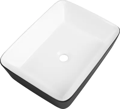 Produktbild von DeerValley DV-1V0001 Badezimmer-Waschbecken 48cm x 38cm Aufsatz-Waschbecken Rechteckiges Keramik-Waschbecken Schwarz und Weiß