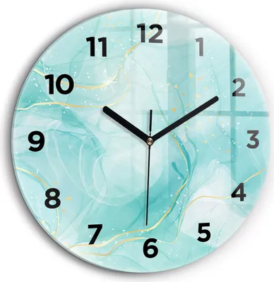 Produktbild von Wallfluent Große Wanduhr – Stilles Quarzuhrwerk - Uhr Dekoration Wohnzimmer Schlafzimmer Küche - Zifferblatt - schwarze Zeiger - 60 cm - Abstrakter Marmor