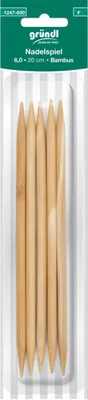 Produktbild von Gründl Nadelspiel Bambus 6,0 mm 20 cm natur