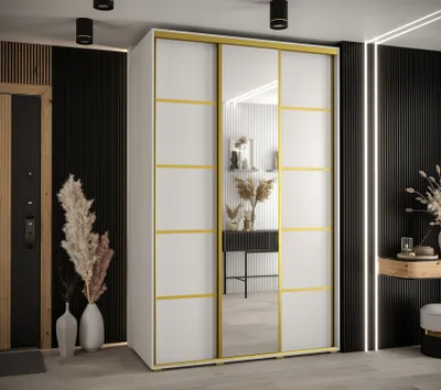 Obrázok produktu pre Šatníková skriňa ASIRI 5 - 150/60 cm, biela / zlatá