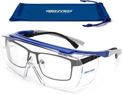 Produktbild von Sicherheitsbrille für Brillenträger, Anti-Kratzer, Anti-Beschlag, UV400 Gläser, Verstellbare Bügelwinkel