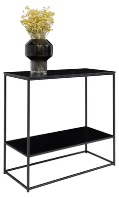 Immagine prodotto di Consolle Vita a 2 ripiani in nero con struttura in acciaio, 80×36×80 cm