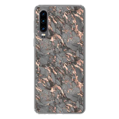 Produktbild von MuchoWow® Handyhülle Schutzhülle Hülle für Huawei P30 Marmor - Rose - Grau - Muster Silikon Softcase Handy Hülle - Kartenbesitzer