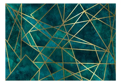 Produktbild von Vlies Fototapete Abstrakt 400x280 cm Tapeten Wandtapete XXL optische Täuschung 3D Effekt Linien blau gold a-A-0857-a-a