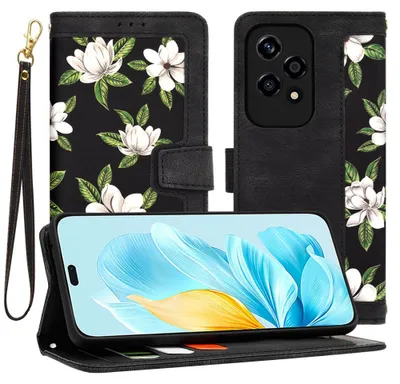 Produktbild von Techsuit FlipCraft Book Wallet Klapphülle mit Kabel für HONOR 200 Lite - Flowers of the Dawn