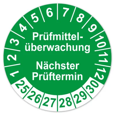 Teststicker Prüfdatum 2025-2030, Vinyl, Ø30mm, 100 Stück