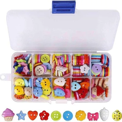 Produktbild von Kleine Kunststoffknöpfe, 235 Stück, bunt, für Handwerk und Scrapbooking