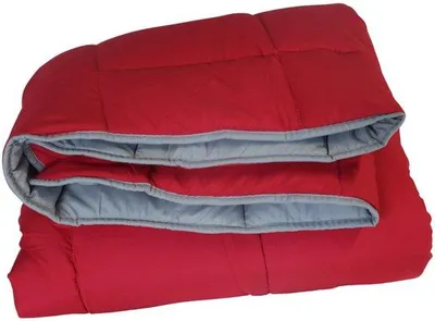 Produktbild von Unyqoos® Ganzjahres-Bettdecke 140 x 200 cm, ohne Bezug, pflegeleicht, atmungsaktiv, silikonfaserfüllung antibakteriell, grau/rot, platzsparend