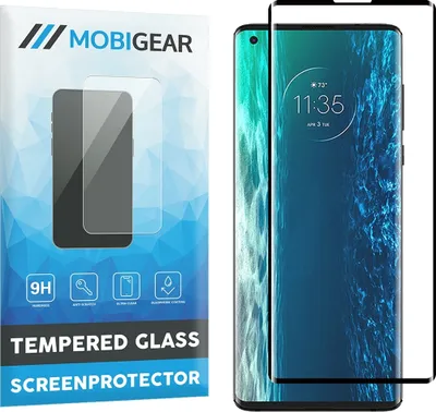 Produktbild von Mobigear Curved  Motorola Edge (2020) Panzerglas Gehärtetes Glas Displayschutz - Hüllenfreundlich - Schwarz
