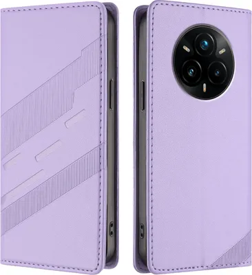 Image de Etui pour Realme 14 Pro+, étui portefeuille en cuirPolyuréthaneavec fente pour carte et fonction stand Violett