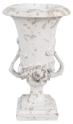 Productafbeelding van Clayre & Eef bloempot, diameter 19 cm, hoogte 28 cm, wit, beige, polyresin