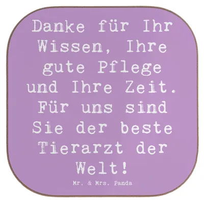 Produktbild von Mr. & Mrs. Panda Tischuntersetzer Spruch Bester Tierarzt - Lavendeltraum - Geschenk, Hingabe, Untersetzer Gläser, für, Tischschoner, Bedanken, Glas, Coaster, Dankeschön