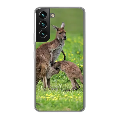 Produktbild von MuchoWow® Handyhülle Schutzhülle Hülle für Samsung Galaxy S22 Känguru - Blumen - Jung Silikon Softcase Handy Hülle - Mobiltelefonhülle