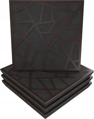 Obrázek produktu pro 4 akustické stěnové panely s montážní sadou | "SKYROSS" 50x50x5cm | absorpce a difúze | barva: wenge