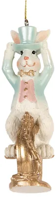 Image de Clayre & Eef Pendentif de Pâques Lapin 4x4x10 cm Blanc Plastique