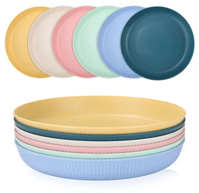 6er-Set unzerbrechliche Kunststoffteller 22,5 cm, mikrowellengeeignet