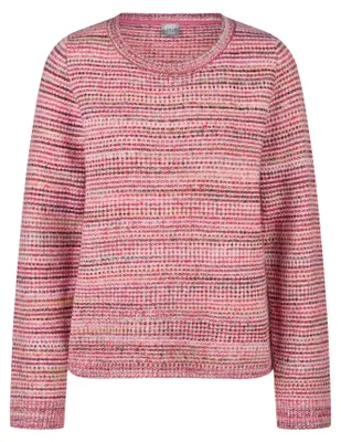 Produktbild von RABE Pullover mit Waffelmuster, Ringel und Spaced Dyed Garn in Pink, Größe 50