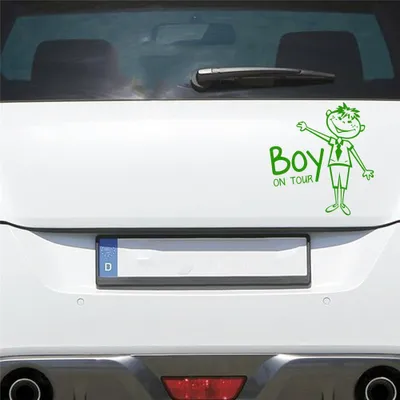 Produktbild von Auto Aufkleber Junge an Bord on Tour Baby Board 15x16 cm Hellgrün Sticker Heckscheibenaufkleber