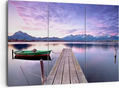 Produktbild von Bild auf Leinwand - Leinwandbild - See Berge Wasser - 165x110cm - Wand Bild - Wanddeko - Leinwanddruck - Bilder - Kunstdruck - Wanddekoration - Leinwand bilder - Wandkunst - CE165x110-3671