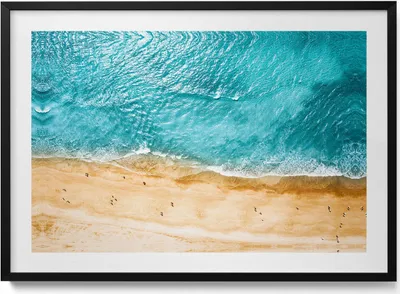 Produktbild von Strand und Meer– Wandbild mit Rahmen – Gerahmtes Bild  – Wanddekoration – 100x70 cm –  Schwarz Rahmen