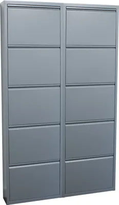 Image de Pisa Armoire à chaussures à 10 rabats/portes en métal, gris. Livré entièrement monté.