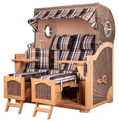 Produktbild von Strandkorb-Set - bene living - Ammersee Grande XL Teak - PE grau - Modell 583 - inkl. Liftersystem