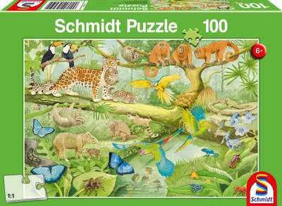 Immagine prodotto di Animali della foresta pluviale, 100 pezzi - Puzzle per bambini