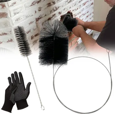Imagen del producto de Cepillo para chimeneas, cepillo para conductos, acero inoxidable, 150 mm, para limpieza