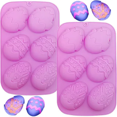 Produktbild von Silikon-Schokoladenformen 2er Set Osterei Hasen 6 Mulden BPA-frei Antihaftend 26x16x2.4cm