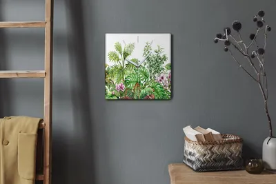 Produktbild von Coloray Hodiny Unikátní 30x30 cm  Tiché hodiny Pro obývací pokoj a kuchyň Nástěnné hodiny Plátno Bílé ručičky hodin - Listy květů